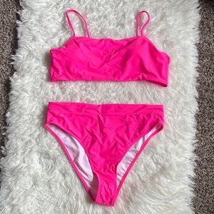 NWOT Bright Light Pink 2 Piece Swim Set In XL